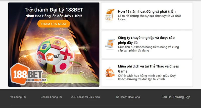 Đại lý 188BET được hưởng những đặc quyền hàng đầu thị trường cá cược