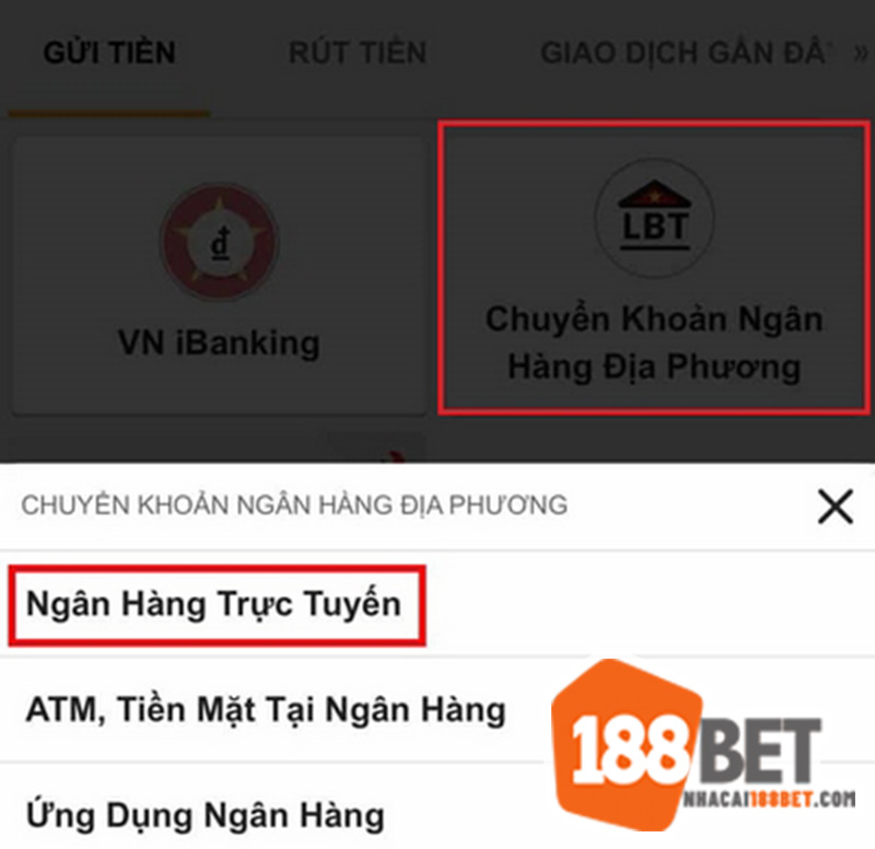 Nạp tiền qua ngân hàng bước 1