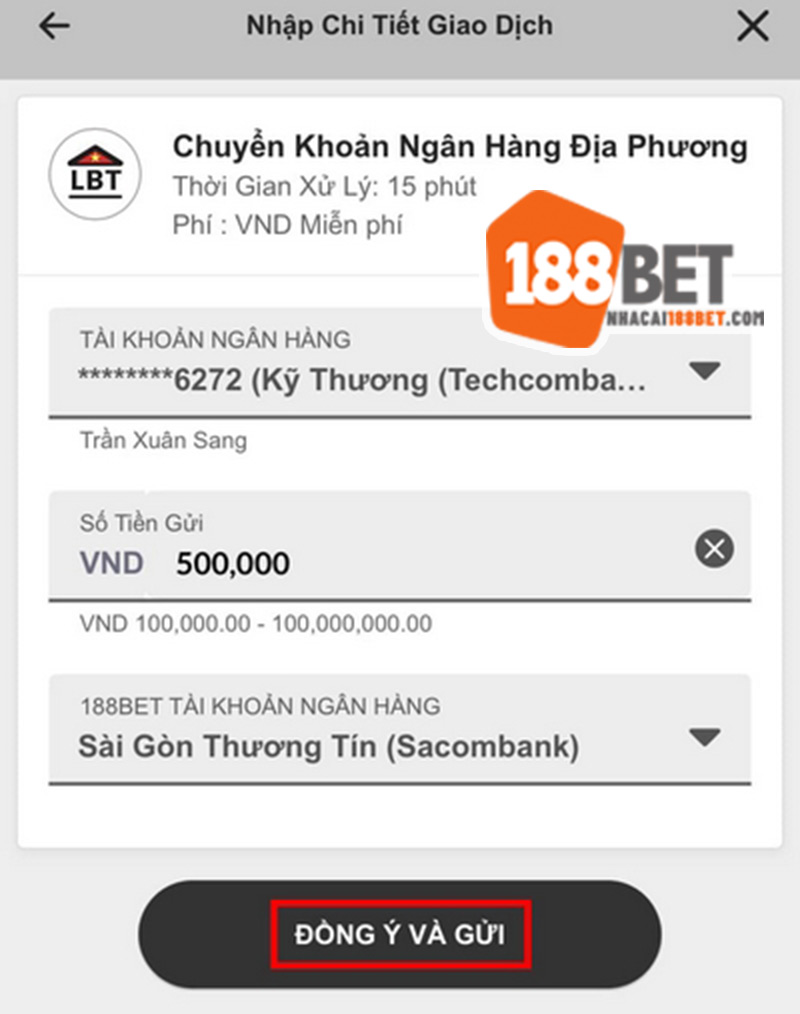 Nạp tiền qua ngân hàng bước 2